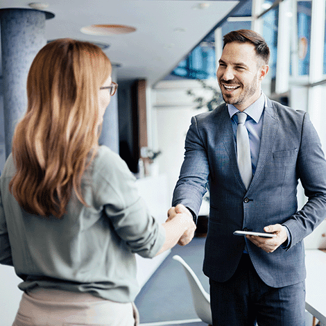 Professional looking man and woman