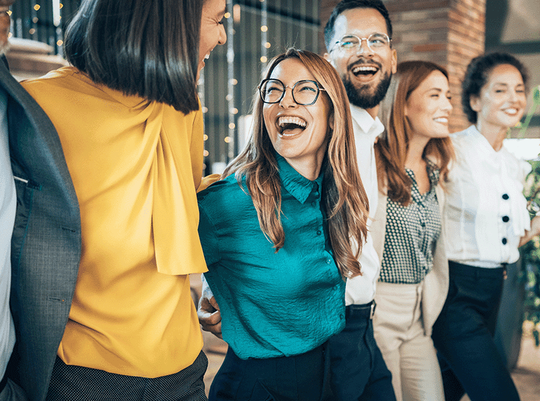 Group of employees, smiling