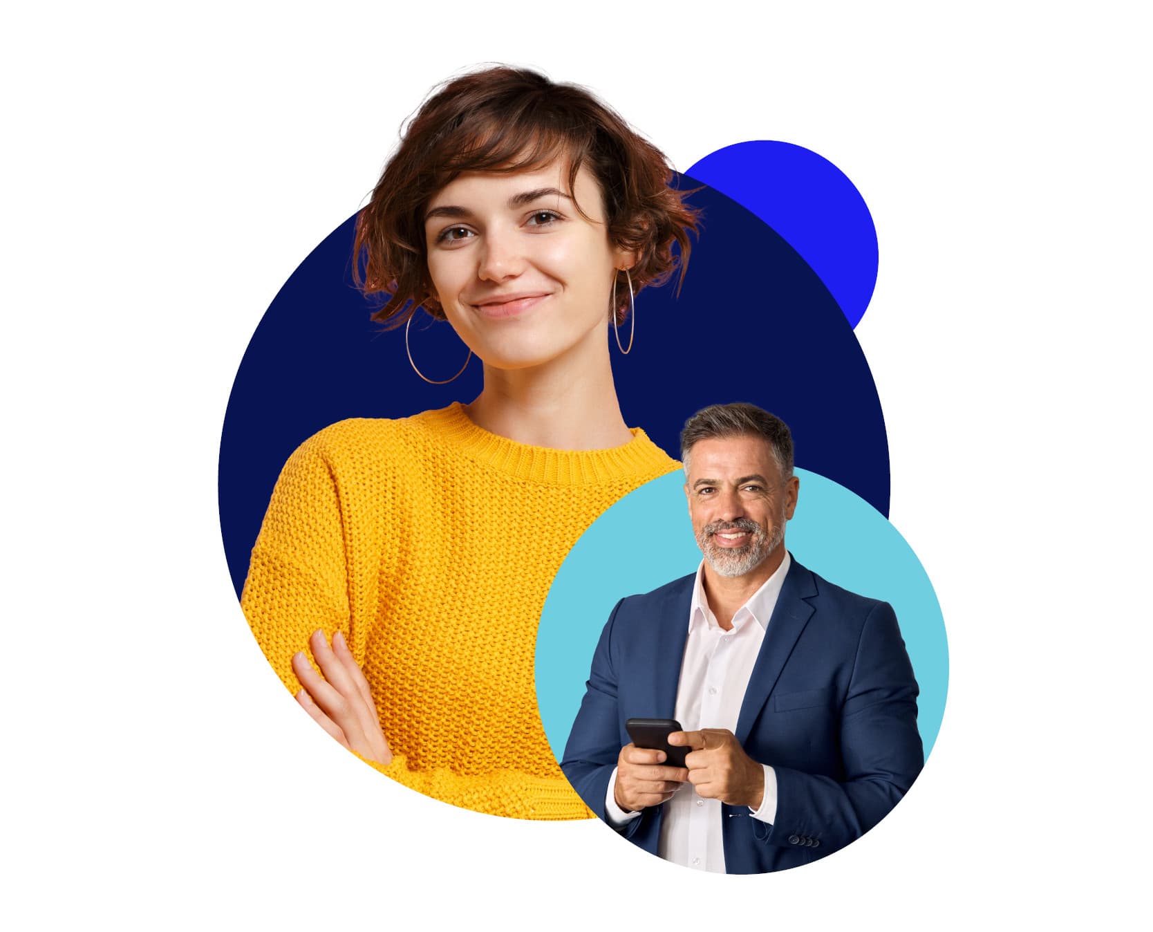 Two people in three circles