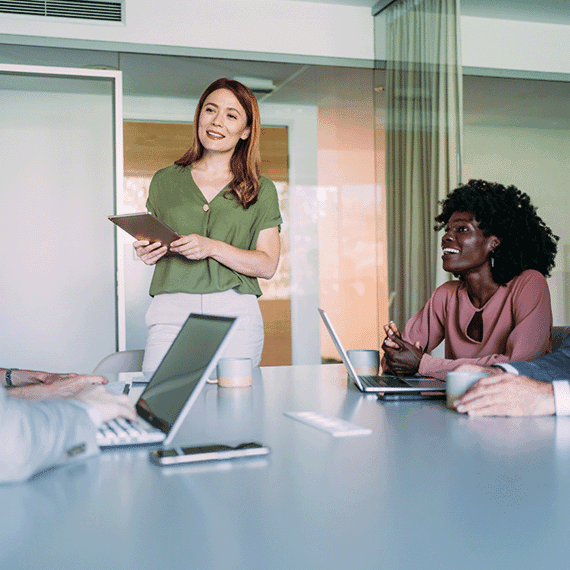 Group of professionals managing project