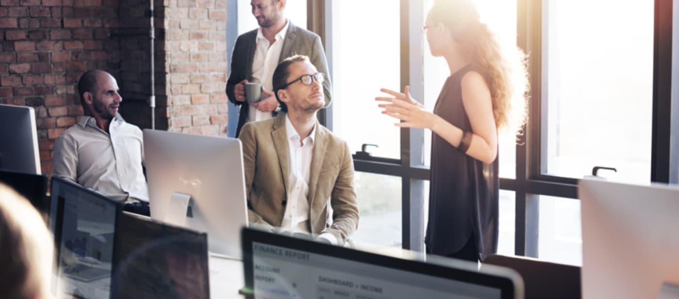 Finance workers in the work place