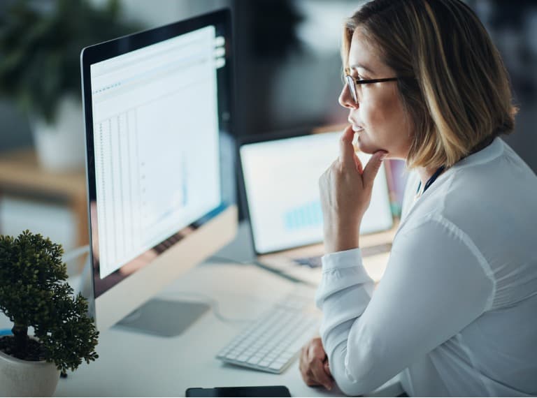 Employee working at laptop