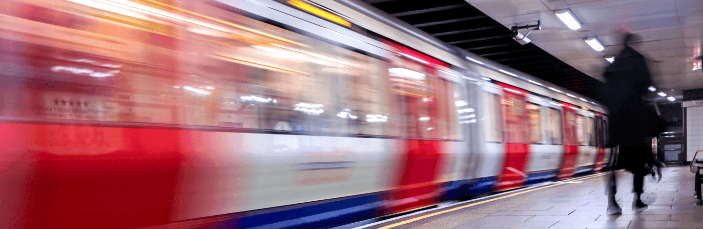 Underground train in movement