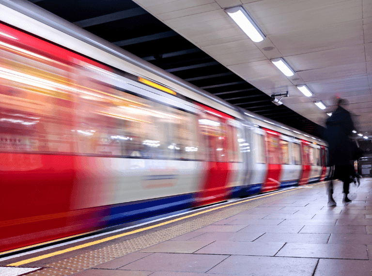Underground train in movement